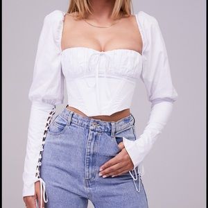 White corset Mistress rocks/ House of CB